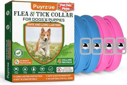 Puyrzoe Flea and Tick Prevention for Dogs Collar 4 Pack, Natural Flea Collar for Dogs 32-Month Full Protection, Adjustable Dog Tick Prevention for Puppy & Dog, Waterproof, 2 Pink & 2 Blue