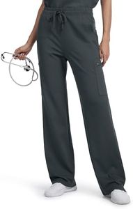 Tapata Wide Leg Scrub Pants for Women - 28/30/32/34 Inseam High Rise Straight Leg Yoga Scrub Uniform Pants with 7 Pockets, 30", X-Large, Dark Grey