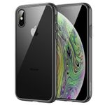 JETech Case for iPhone Xs and iPhone X, Non-Yellowing Shockproof Phone Bumper Cover, Anti-Scratch Clear Back (Black)