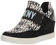 DKNY Women's Everyday Comfortable Cosmos Wedge Sneaker, Black/White, 8