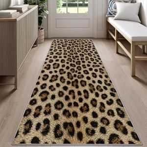 Reocahoo Rustic Leopard Runners for Hallways 4x12ft, Brown Cheetah Print Runner Rug Western Animal Rugs, Non-Shedding & Easy to Clean, Suitable for Living Room Hallway Bedroom