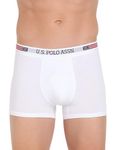 U.S. POLO ASSN. Mens Mid Rise Solid Cotton Spandex I660 Trunks - Pack of 1 (White L)