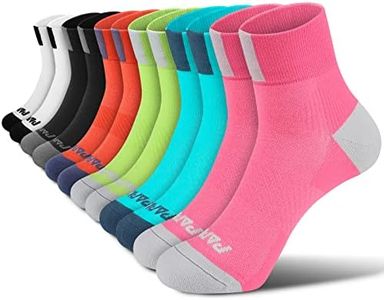 PAPLUS Women's Quarter Compression Socks 6 Pairs, Cushion Running Athletic Sport Ankle Socks with Arch Support, Multicolor（6 Pairs）, Small-Medium