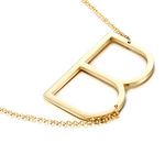 MOMOL Sideways Initial Necklace 18K Gold Plated Stainless Steel Large Big Letters Pendant Necklace Script Name Monogram Necklaces for Women, Gold Plated, No Gemstone