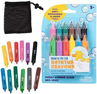 Bath Crayons Super Set -Set of 12 Draw in the Tub Colors with Bathtub Storage Mesh Bag -Non-Toxic, Safe for Children, Won't Disintegrate in Water -Art Project for Toddlers, Fun Gift for Kids