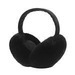 IHCEMIH Ear Muffs, Women Earmuffs Winter Accessories Fluffy Plush Foldable Adults Outdoor Thermal Ear Warmer Skiing Running Ears Covers Protector from Wind Cold Fashion Gift for Girls Ladies Black.