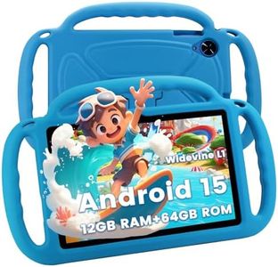 Henadigi Kids Tablet, Android 15 Tablet, 12GB RAM 64GB ROM 1TB Expansion, 10 inch 1280x800 FHD Touch Screen, 2MP+8MP Dual Camera, WiFi 5, 6000mAh Battery & Parental Control with Blue EVA Case