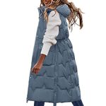 AMhomely Womens Quilted Vest Ladies Casual Plush Cardigans Athletic Lightweight Vests Longline Hooded Waistcoat Bodywarmer Long Coat Trench Coats Outerwear Sale