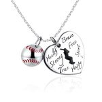 Baseball Necklaces 925 Sterling Silver Personalized Softball Pendant Graffiti Charm Inspirational Jewelry Gifts for Women, Metal, Cubic Zirconia