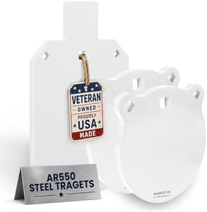AR550 Steel Targets Set Shooting Range – 10" & 8" Gongs + 12x20 Silhouette Plate, 1/2" Thick Heavy Duty Steel Shooting Targets for Rifle & Pistol Target Practice Made in USA