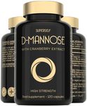 D-Mannose with Cranberry Capsules - 1000mg D Mannose & Cranberry Extract per Serving - 120 Tablets - UK Made & Vegan - High Strength Natural Dmannose Supplement for Women and Men