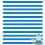 BEW Blue Stripe Beach Blanket Sandproof Waterproof, Extra Large 78""×86"" Beach Mat for 1-4 Adults w/Stake & Pocket,Compact Lightweight Sand Free Picnic Mat Beach Essential-Ultra Marine