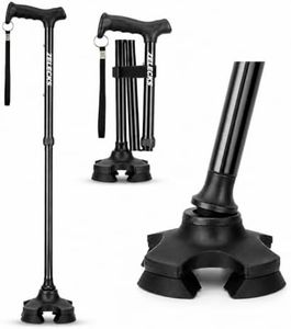 ZELECKS Walking Cane for Women & Men - Self Standing Adjustable Folding Cane with T Handle and 360 Pivot Base - Lightweight Foldable Walking Stick for Seniors - Collapsible Cane for Walking