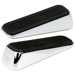 H&S 2 Door Stop Stopper Heavy Duty Stainless Steel Door Wedge - Metal Doorstop Bumper Buffer w/Rubber - Door Wedge Stopper - Metal Door Stop Wedge - Door Stoppers Heavy Duty Door Wedge Metal