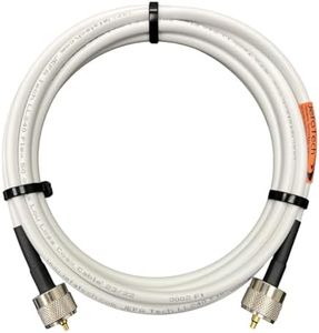 JEFA Tech Low Loss RG8X High Performance PL-259 RG-8X White Coax Cable PL-259 for Ham Radio Amateur Radio CB Radio Marine VHF Radio Marine Radio Cable (10 Feet)