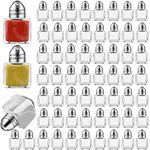 100 Pack Mini Salt and Pepper Shakers Bulk 0.5 Oz, Small Cube Glass Spice Shaker Mini Shaker Container with Stainless Steel Lid for Kitchen Restaurant Camp Wedding Birthday Party Supplies