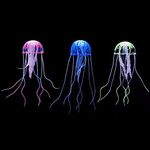 Lezevn 3Pcs Artificial Fake Jellyfish Glowing Effect Jellyfish Ornament Floating Aquarium Decorations for Fish Tank Decoration Ornament