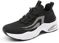 DREAM PAIRS Women's Walking Sneakers, Slip-on Air Cushion Nori Slip Resistant Tennis Casual Gym Workout Chas Nurse Restaurant Work Shoes,Size 6.5,Black,SDWS2201W