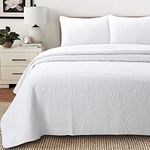 Cozy Line Home Fashions Bailee Matelasse Medallion Solid White 100% Cotton Bedding Quilt Set, Reversible Luxury Chic Bedspread Coverlet (Medallion White, King - 3 Piece)