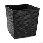 Gordanluk Low Flowerpot Square Textured Flowerpot with internal liner indoor plant pot large plant pots outdoor plant stand (Black, 25 x 25 x 26cm)