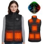 KOVNLO Womens Heated Vest, 4 in 1 Smart Controller, Lights-out Design, Lightweight Heating Vest (Battery Pack Not Included), Black, Small