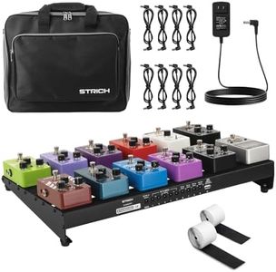 STRICH Guitar Pedal Board with Built-in Power Supply, Pedal Board 18 x 11" Lightweight 2.65lb Aluminum Alloy, PedalBoard with Pedal Cables, Bag, Hook Loop Strips PB-S18