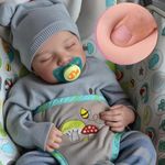 JIZHI Lifelike RebornBaby Dolls Boys Soft Full Vinyl Body 17 Inch Sleeping Realistic Newborn Baby Dolls Real Life Baby Dolls Gift Set Kids Toys for Age 3+