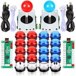 EG Starts 2 Player Arcade DIY Kits Parts 2 Stickers + 20 LED Illuminated Push Buttons for Arcade Joystick PC Games Mame Raspberry pi (Red & Blue)