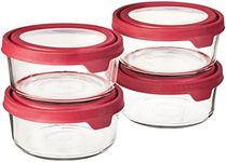 Anchor Hocking TrueSeal Glass Food Storage Containers with Airtight Lids, Cherry, 7 Cup (Pack of 4)