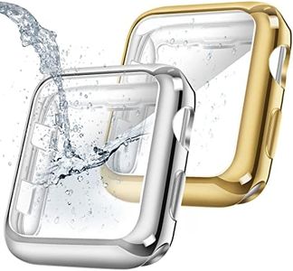 top4cus TPU Lightweight 42mm Iwatch Case All-Around Protective Screen Protector Compatible with Apple Watch Series 3 Series 2 Series 1, Silver Case & Gold Case