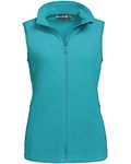 Outdoor Ventures Women's Fleece Gilet Lightweight Outerwear Vest Ladies Micro Fleece Bodywarmer 160G with 4 Pockets for Hiking Camping Travelling, Green Blue M