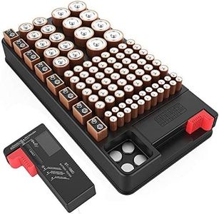 Battery Organizer Storage case with Battery Tester for AAA AA C D 9V and Button Batteries Storage Box Holds 110 Batteries Various Sizes with Removable Digital Battery Tester