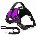 Musonic No Pull Dog Harness, Breathable Adjustable Comfort Free Lead Included for Small Medium Large Dog Best for Training Walking L Purple