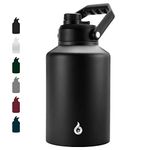 BJPKPK One Gallon(128 oz) Insulated Water Bottle, Dishwasher Safe Stainless Steel Thermos, BPA Free Jug with Ergonomic Handle & Anti-Slip Bottom, Large Water Bottle, Black