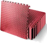 Thick Puzzle Exercise Mat, 25 Pcs EVA Foam Interlocking Tiles Protective Flooring for Gym Equipment and Cushion for Workouts, Durable Non-Skid Texture, Easy to Assemble, Red