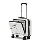 Assembly Premium Polycarbonate Overnighter Trolley Bag (43cms) with Laptop Compartment & Keyless TSA Lock- 16 Inches-Marble