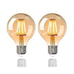 YOUDIAN E27 Screw Bulb,Led Edison Light Bulb, Non-Dimmable Retro E27 Screw Bulb,220V 4W(40W Equivalent) 400 Lumen Warm White 2700K CRI>90,G80 Led Filament Light Bulb,90% Energy Saving（2Pack