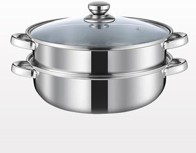 Steamer Pot for Cooking 5.0-Quart Steam Pot with Lid 2-tier Multipurpose Stainless Steel Steaming Cookware with Handle for Vegetable, Soups, Stews and Pasta