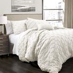 Lush Decor Ravello Pintucks, Polyester, White, King Size