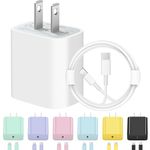 iPhone Charger Fast Charging [Apple MFi Certified] 20W USB C Charger Block Charger with 6ft Fast Charging Cable Compatible with iPhone 14 13 12 11 Plus Pro Max Mini iPad (White)