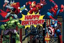 Superhero Birthday Party Backdrop, 5 x 3 Feet, Banner Photography Photo Booth Props, Kids Boys Birthday Decorations