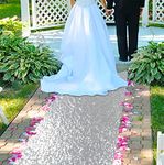 ShinyBeauty Aisle Runner Tape-Silver-4FTx15FT,Shimmer Sequin Fabric Wedding Floor Runner,Glitter Carpert Runner