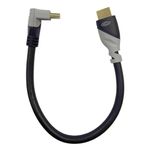 CABLESETC HDMI 2.0 Male to Male 90 degree Right Angled Cable, 4K, Gold Plated, Double Molded, 30 cm (DOWN)