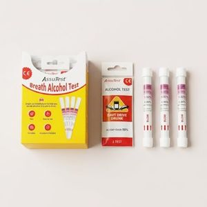 AssuTest Disposable Breathalyzer (25 Pack) - Accurate Single-Use Alcohol Breath Test Kit, Portable Alcohol Tester for Drivers and Social Events