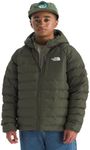 The North Face Boys' Reversible Perrito Hooded Jacket | Waterproof Winter Puffer Coat for Rain & Snow, Lightweight Outerwear for Travel, New Taupe Green, Large