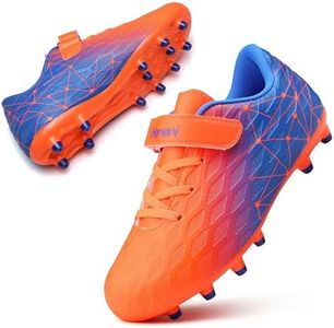Hanani Kids Soccer Cleats Boys Girls Football Shoes Youth Athletic Outdoor & Indoor Baseball Shoe Firm Ground Cleat Comfortable Flexible Sneaker Unisex Child Orange Blue