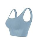 ODODOS Women's Seamless Square Neck Sports Bra Medium Support Padded Wirefree Cropped Tank Tops, Iceberg, X-Small/Small