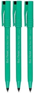 Pentel Negro R50 Punta Redonda Bolígrafo Rotuladores Finos 0.8mm Acolchados Punta de Pluma 0.4mm Anchura Línea 77% Reciclada (Paquete de 3)