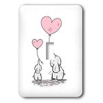 3dRose lens Art by Florene - Nursery Talk And Art - Image of Mother And Baby Elephants In Gray And Pink Cartoon - single toggle switch (lsp_324450_1)