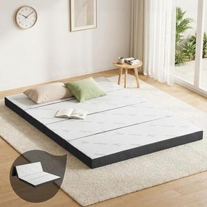 Giselle Bedding Folding Foam Mattress Foldable Topper | Portable Travel Camping Trailer Folded Bed Mat Pad | Bamboo Cover Washable Double